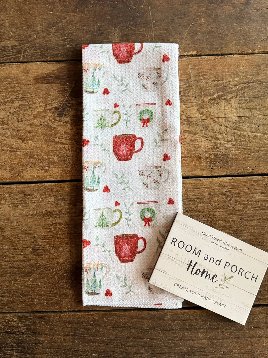 Christmas Mugs Double-Sided Tea Towel