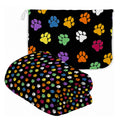 Black Paws Plush Travel Blanket with Matching Case