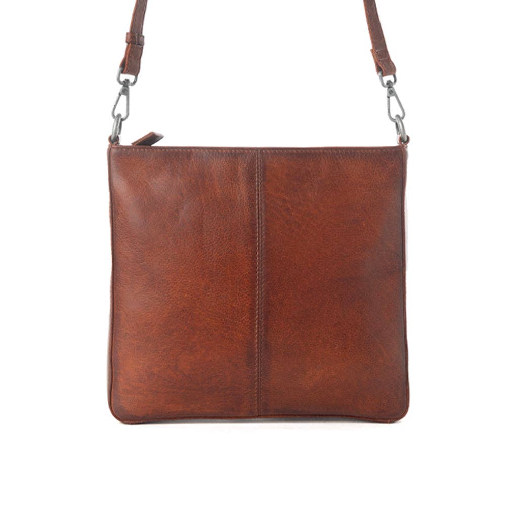 Zidana El Paso Twin Veg Tanned Leather Crossbody Bag in Wildwood Red