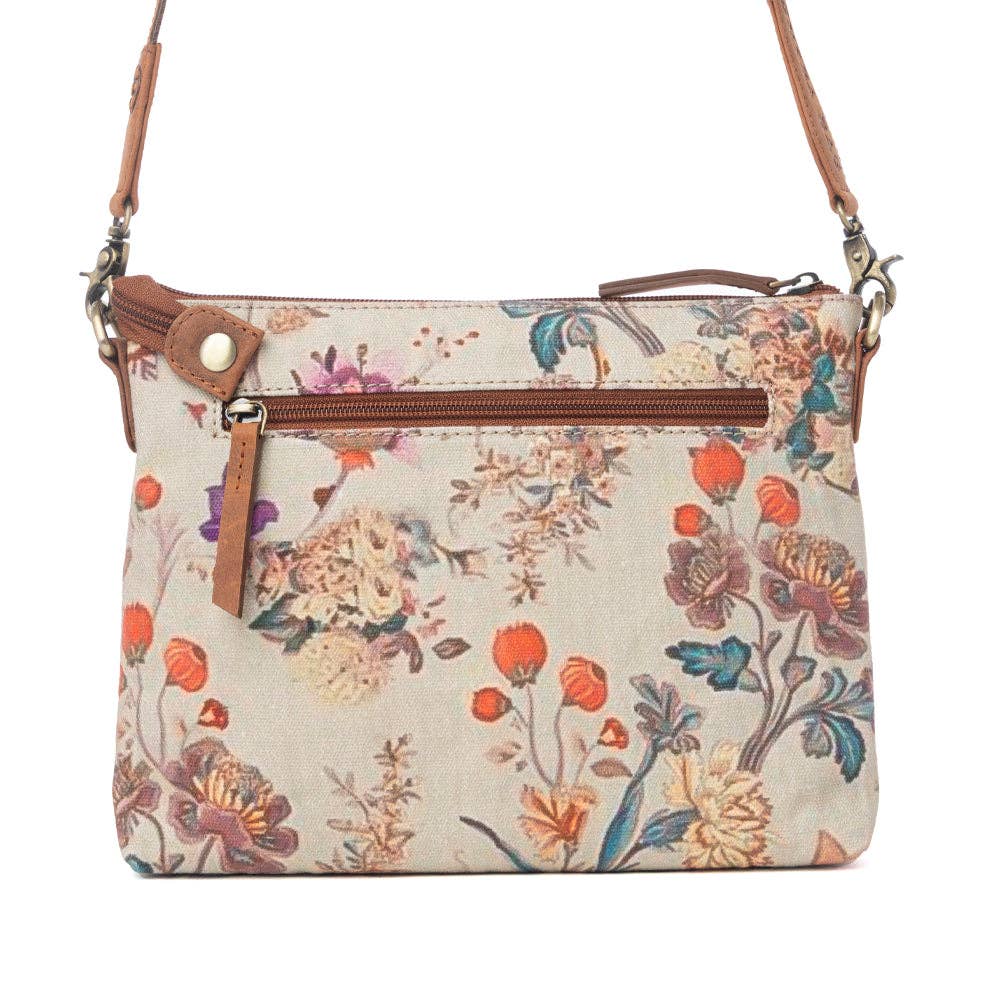 Wildflower Trail Cotton & Leather Crossbody Bag in Sunlit Bloom