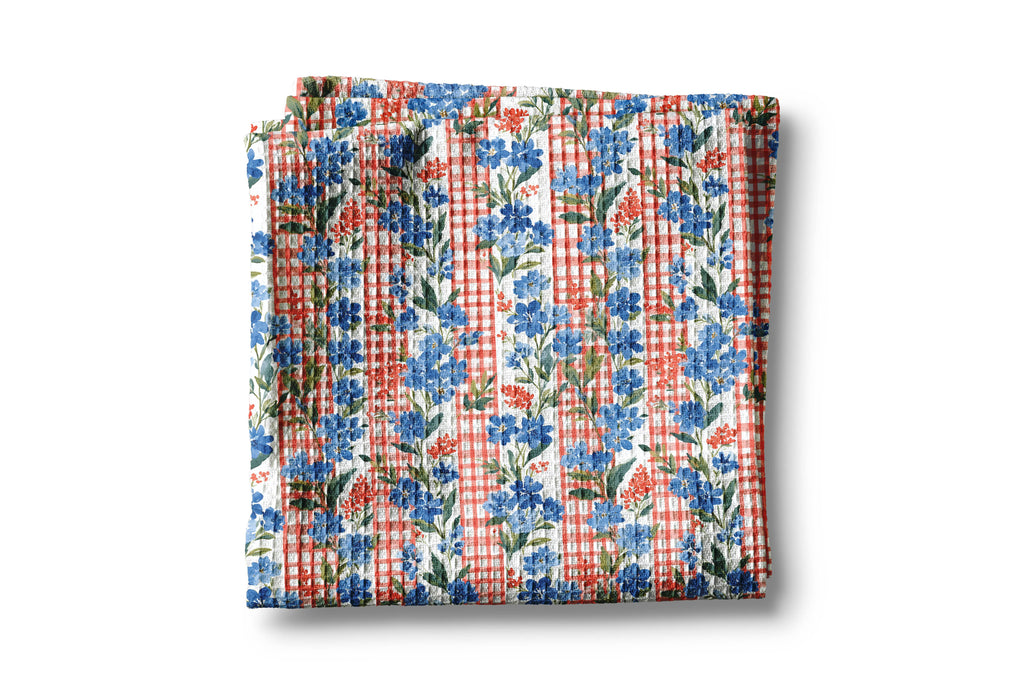 4th of July Kitchen Towel - Striped Floral