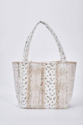 White Leopard Grey Stripe Fur Tote Bag