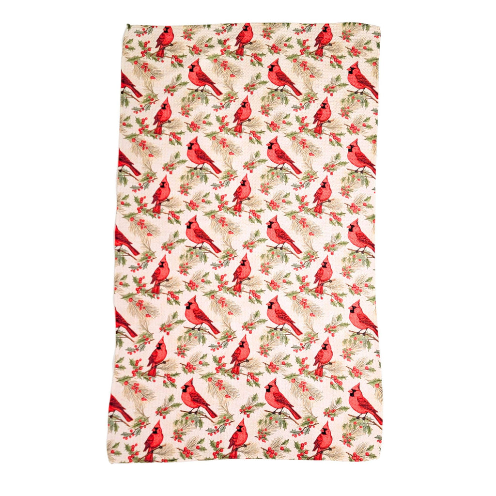 Red Cardinal Pattern Tea Towel