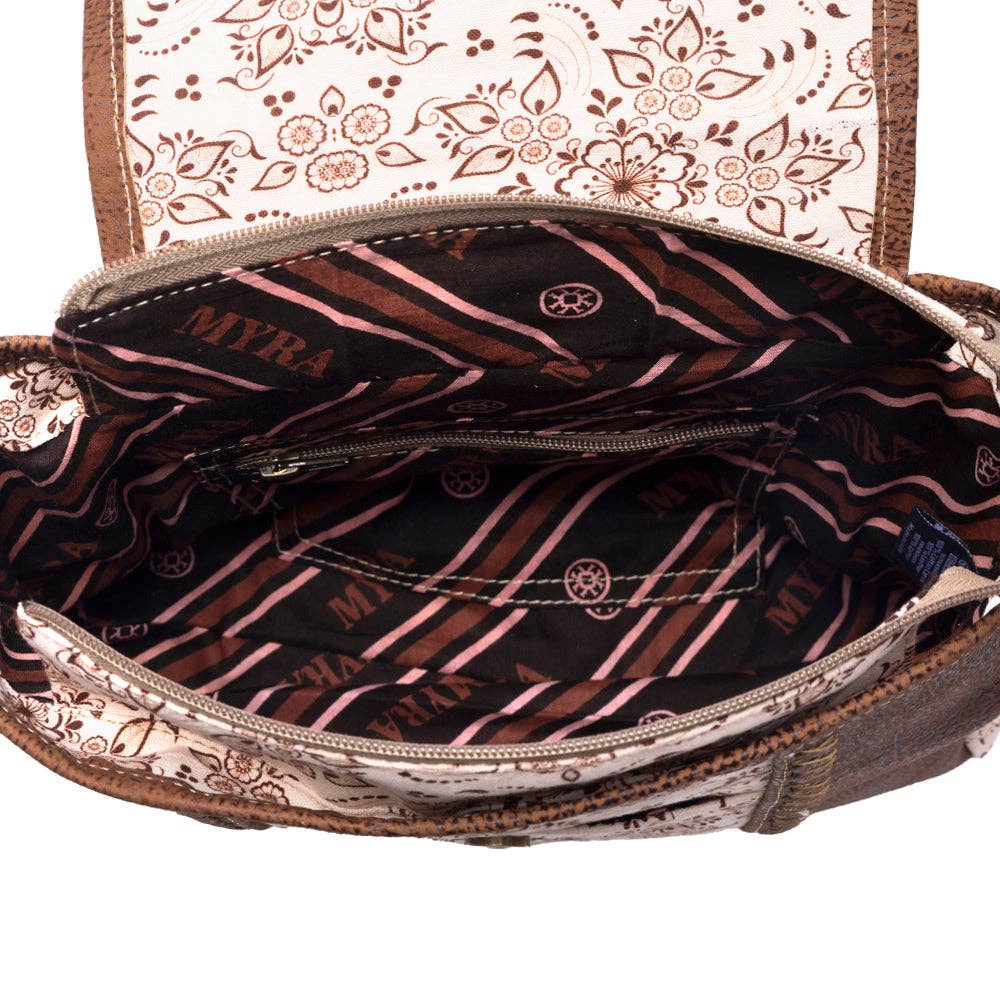 Oakline Cotton & Leather Shoulder Bag in Mocha Beige