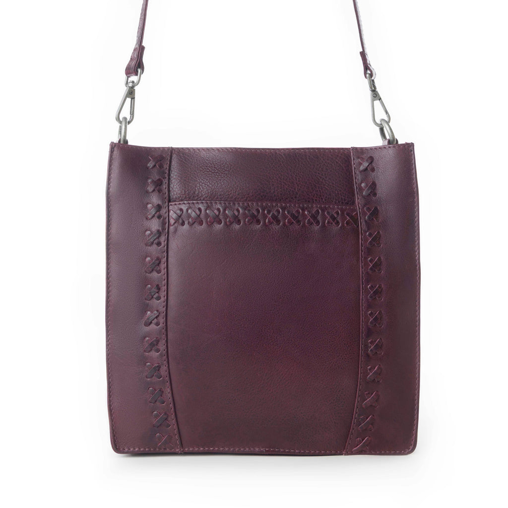 Zidana Mirelle Woven Veg Tanned Leather Sling Bag in Mulberry Shine