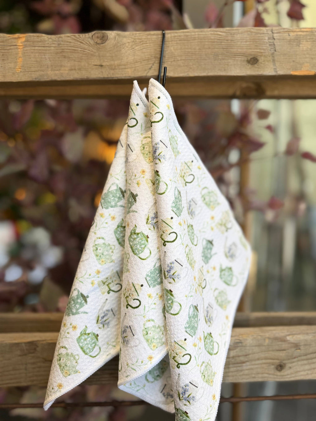 Teapot Garden Double-Sided Dishcloth