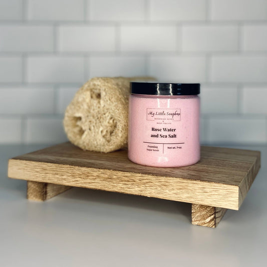 Rose Water and Sea Salt Foaming Sugar Scrub: 8oz