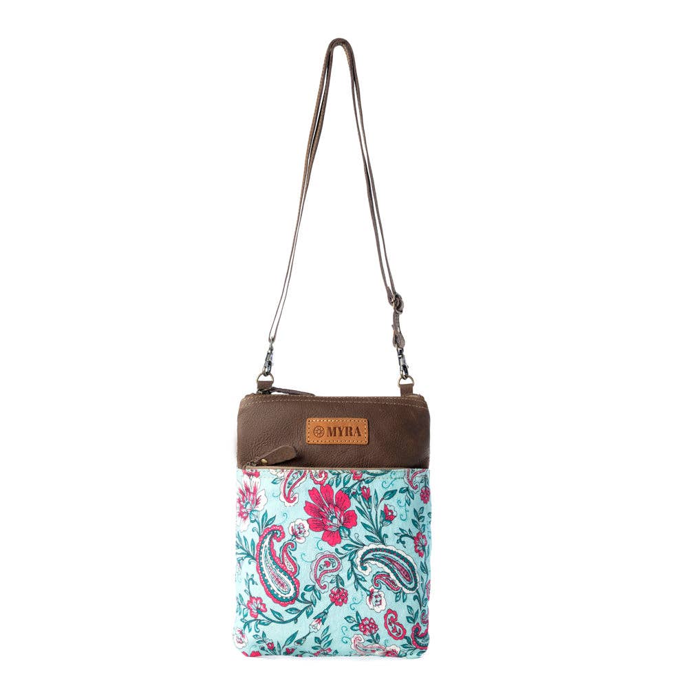 Paisley Spring Floral Crossbody Bag - Turquoise