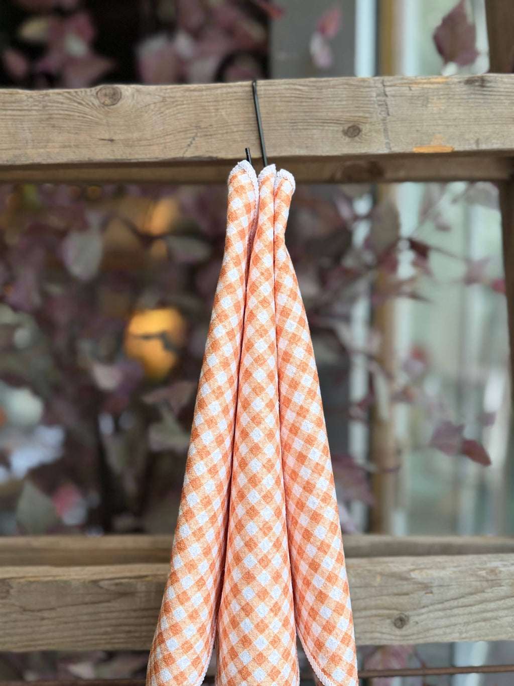 Pumpkin Gingham Double-Sided Dishcloth Set