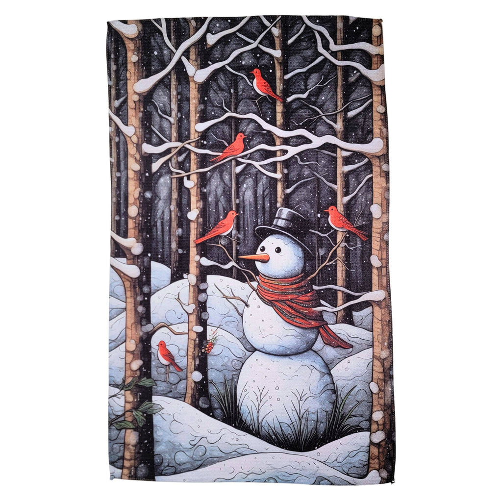 Snowman & Cardinals Tea Towel