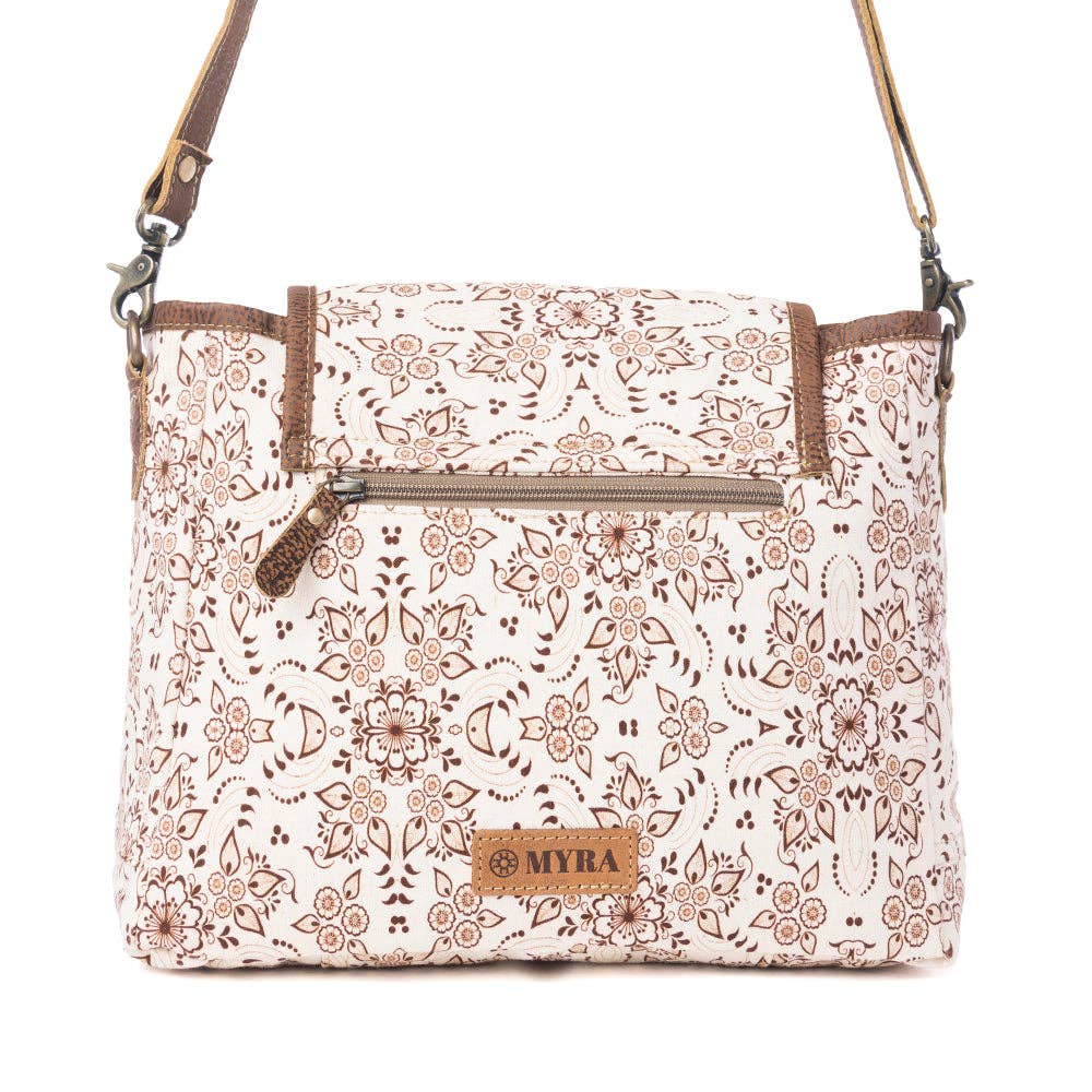 Oakline Cotton & Leather Shoulder Bag in Mocha Beige