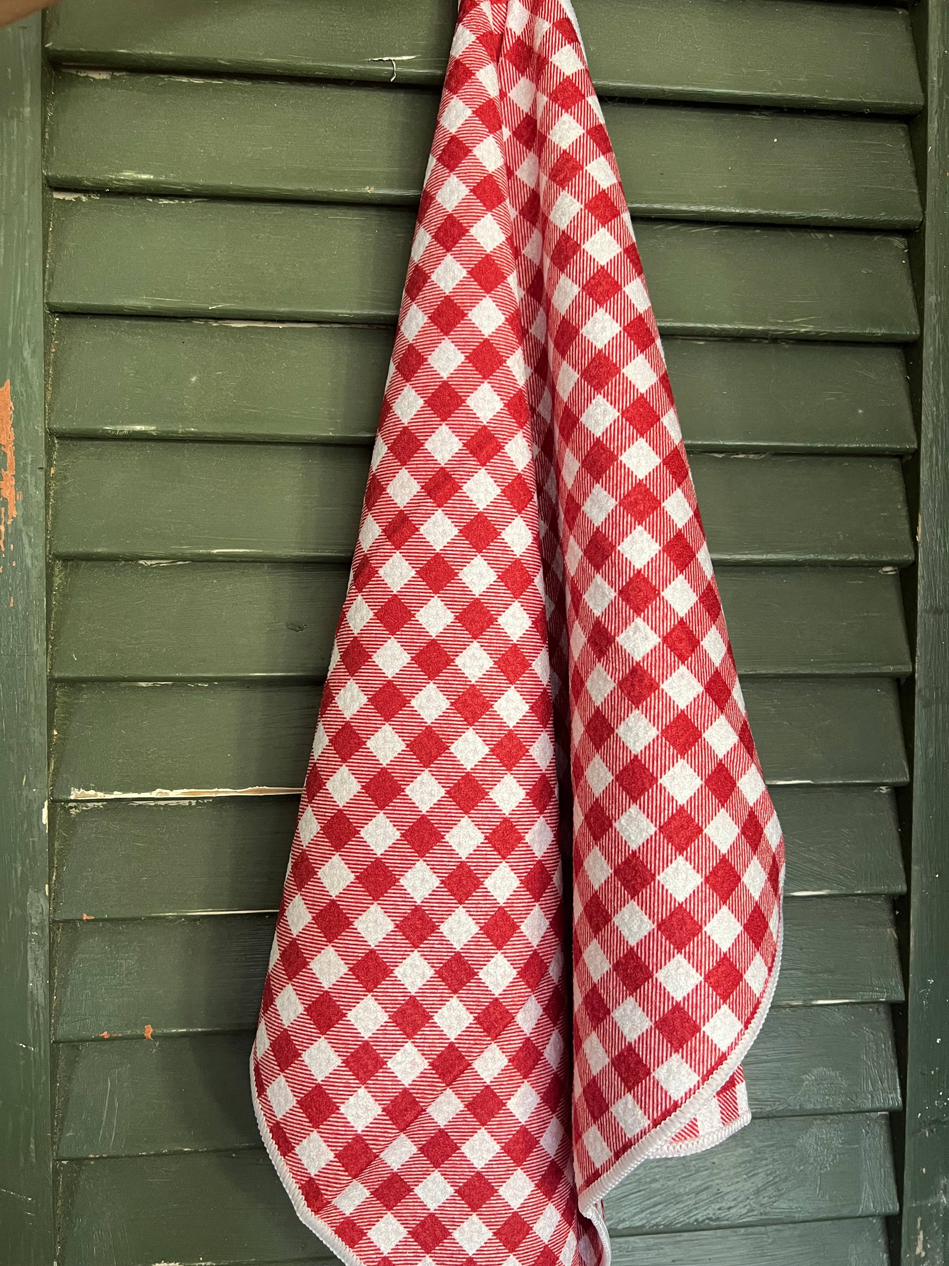 Strawberry Red Gingham Double-Sided Tea Towel - Recycled Microfiber
