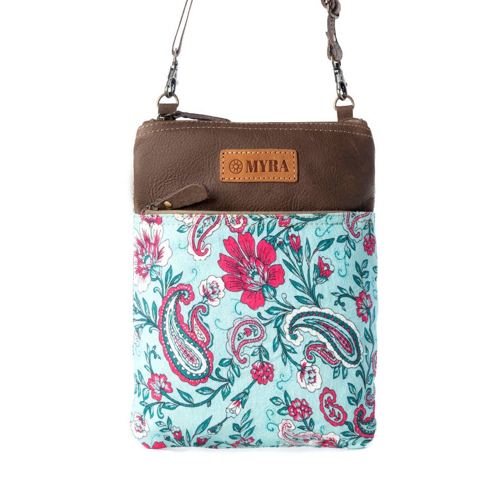 Paisley Spring Floral Crossbody Bag - Turquoise