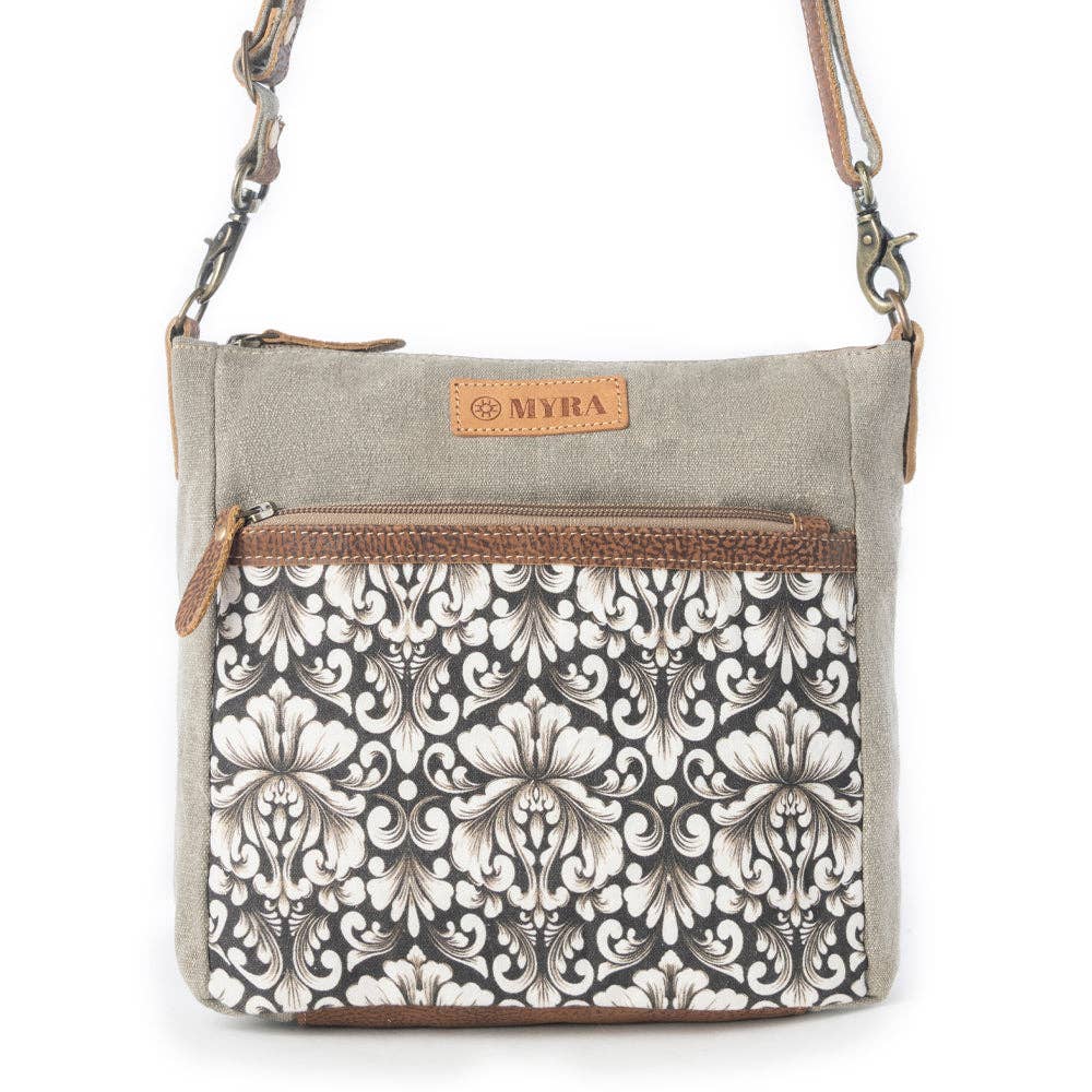 Damask Trail Vintage Crossbody Bag - Sage