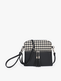 Tara Houndstooth Dual Zip Crossbody