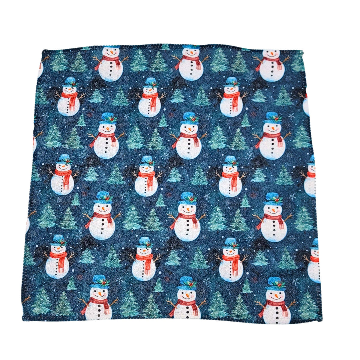 Snowman With Christmas Tree Dishcloth