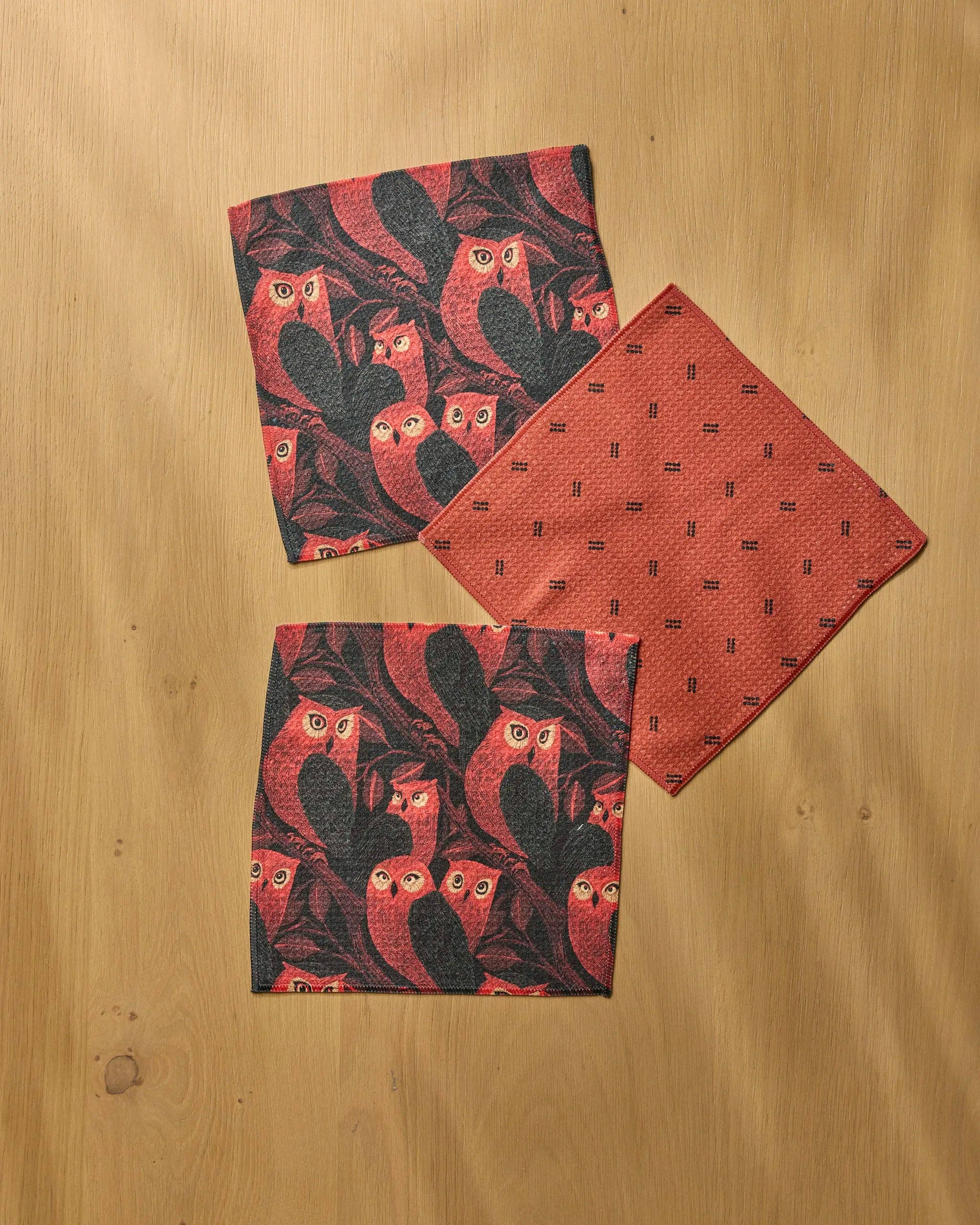 Ember Owl Dishcloth Set