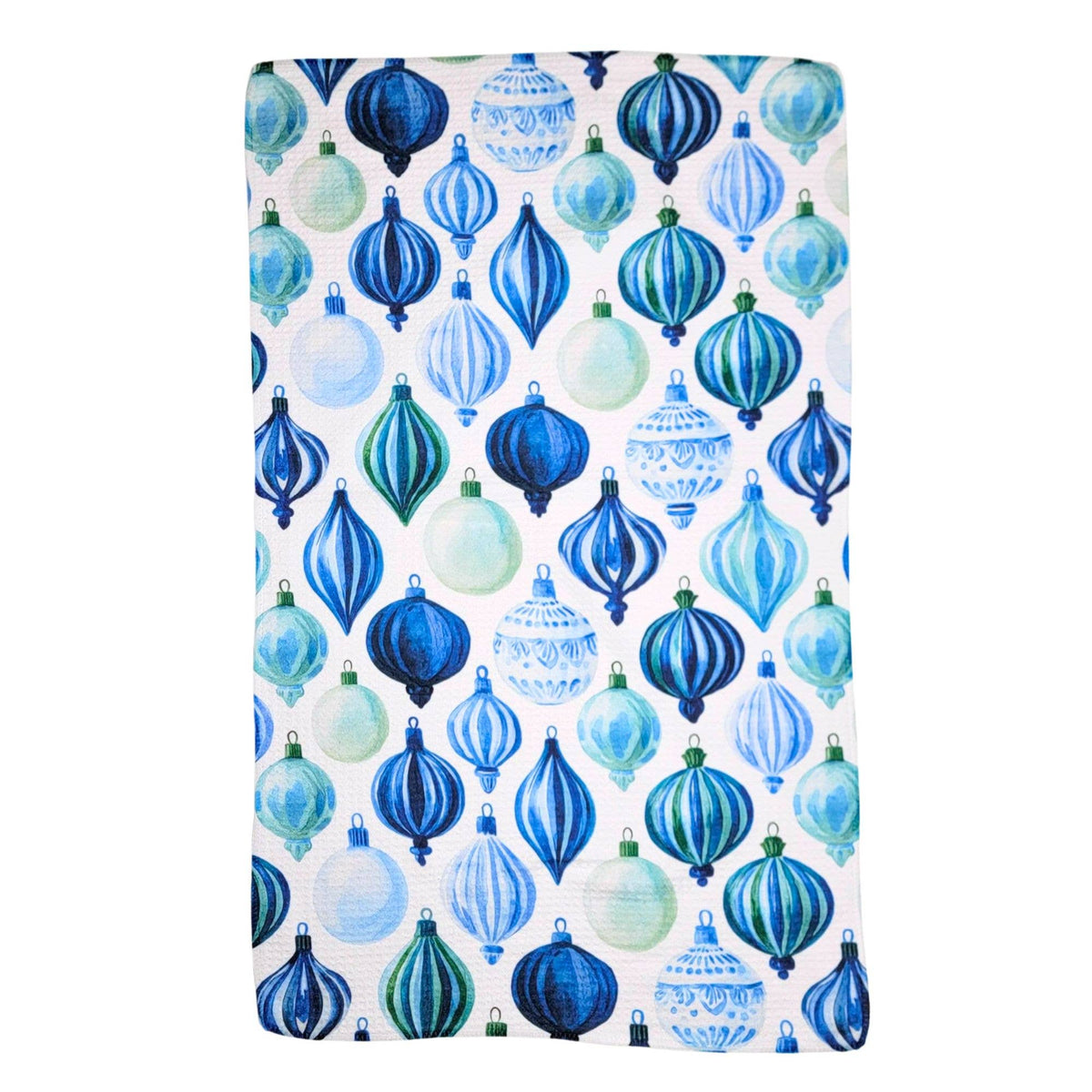 Blue Christmas Ornaments Tea Towel