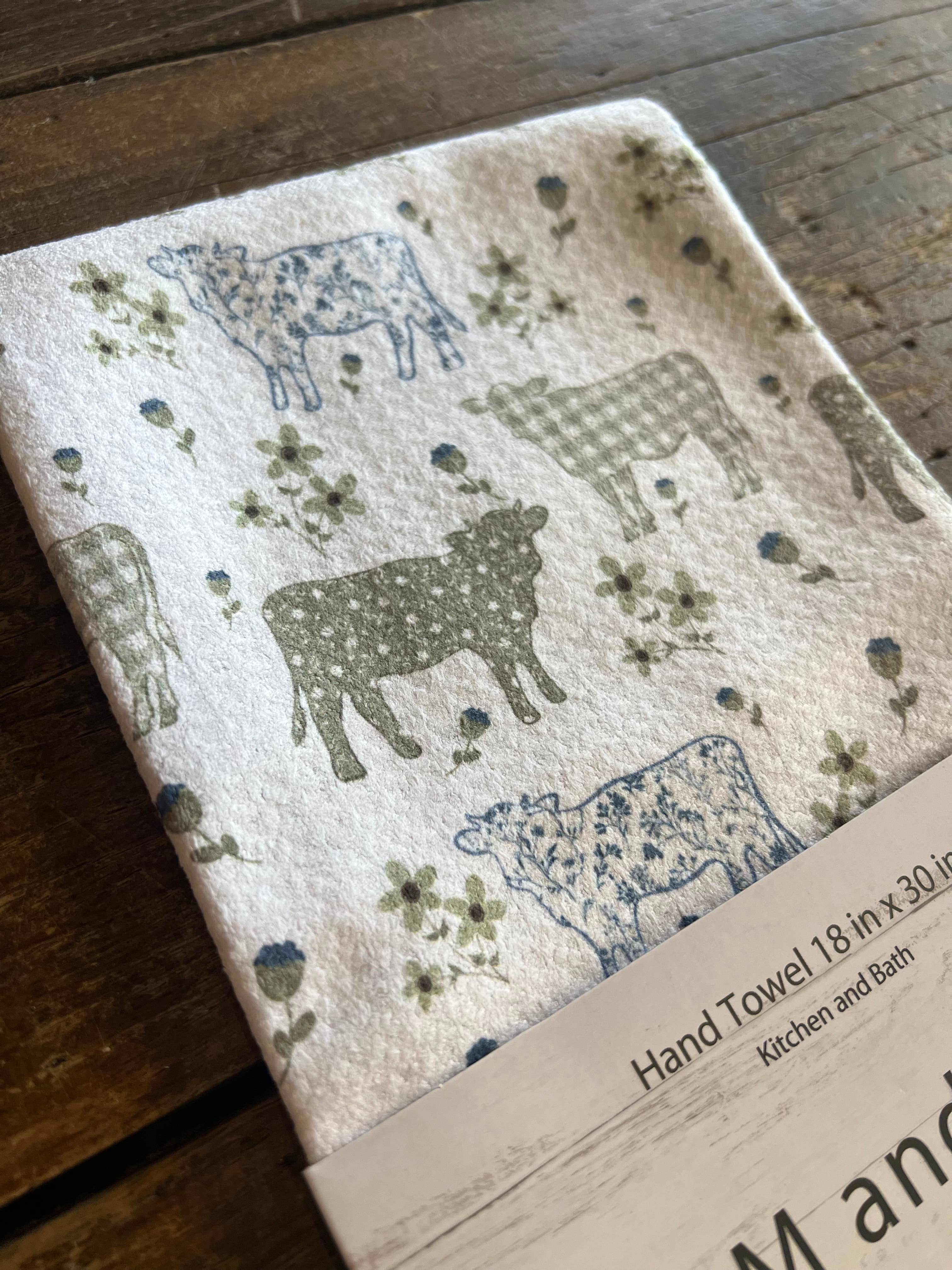 Farmhouse Cows Double-Sided Tea Towel - Recycled Microfiber