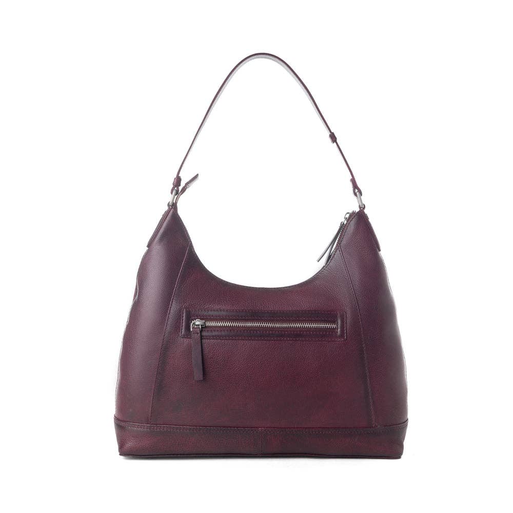 Zidana Marlowe Dusk Veg Tanned Leather Bag in Deep Plum