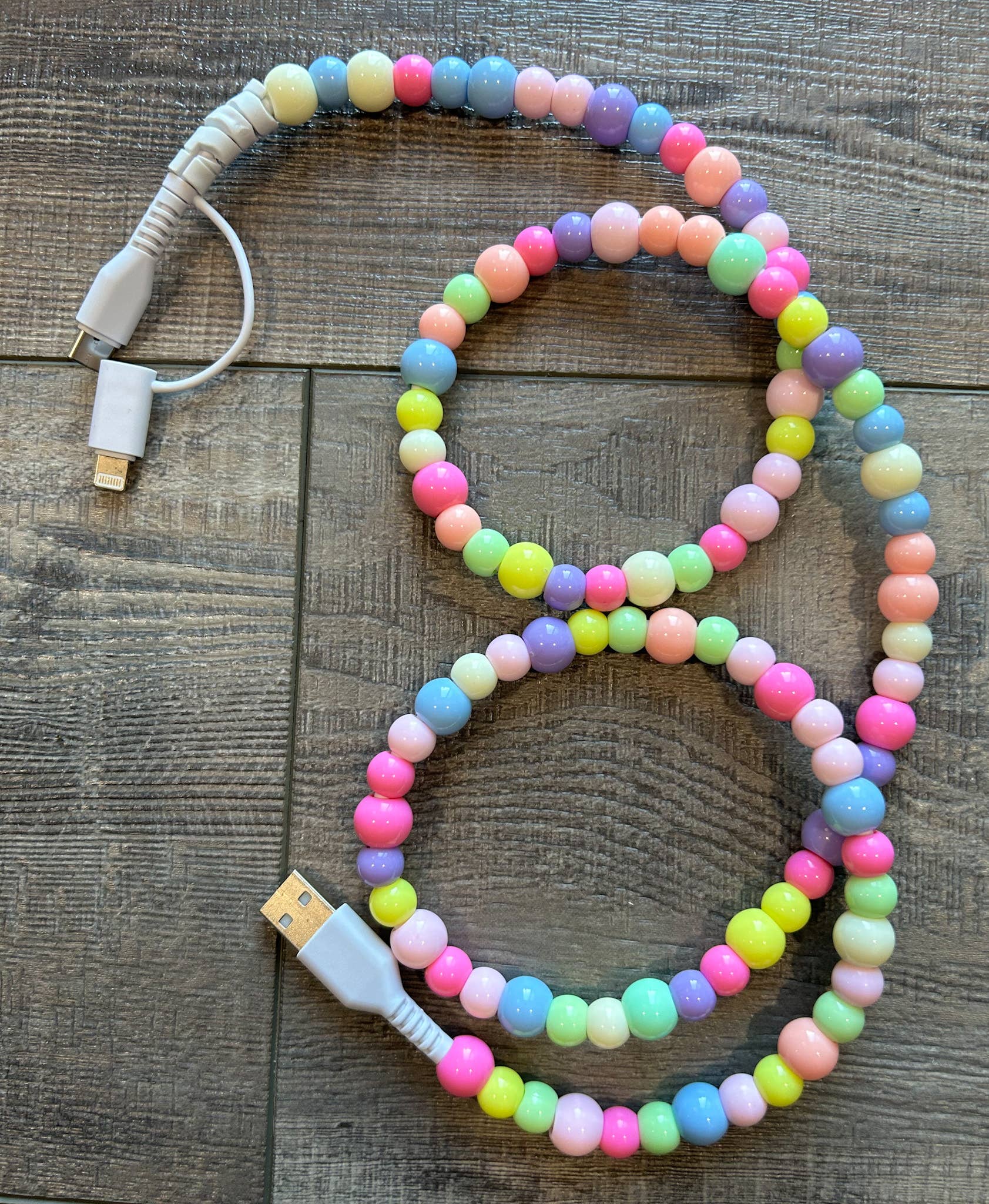 Beaded Phone Charger with Lightning & USB-C Cable