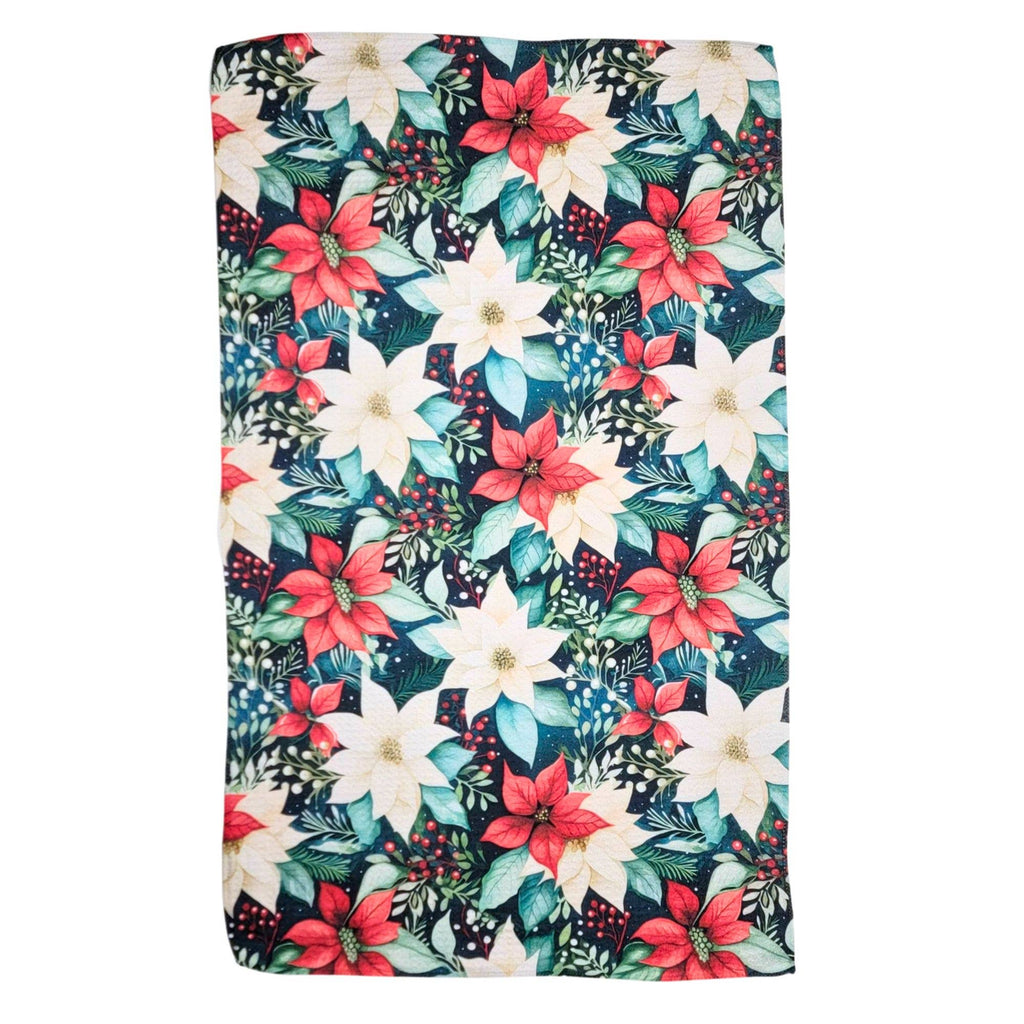 Poinsettia Christmas Garland Tea Towel