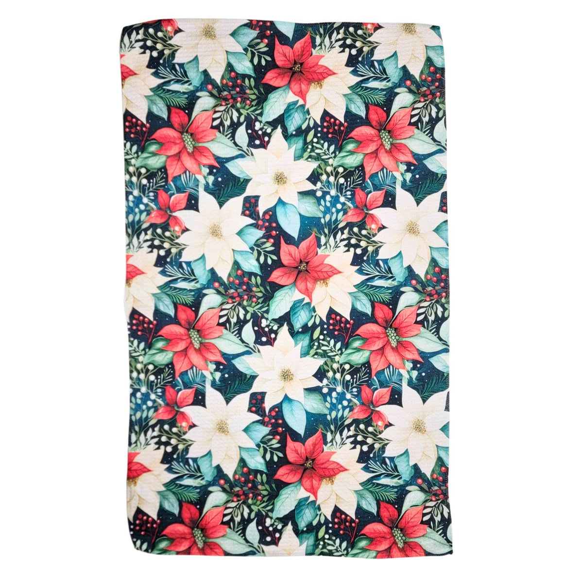 Poinsettia Christmas Garland Tea Towel