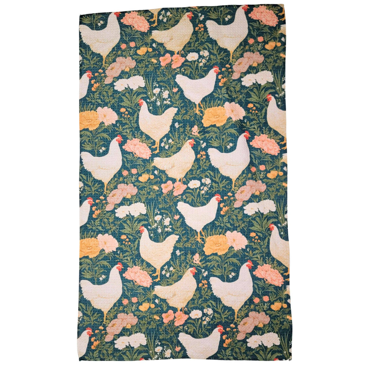 Free Range Chickens Farmhouse Kitchen Waffle Towel