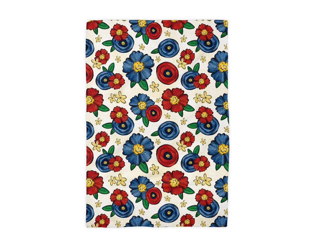 4th of July Kitchen Towel - Patriotic Floral