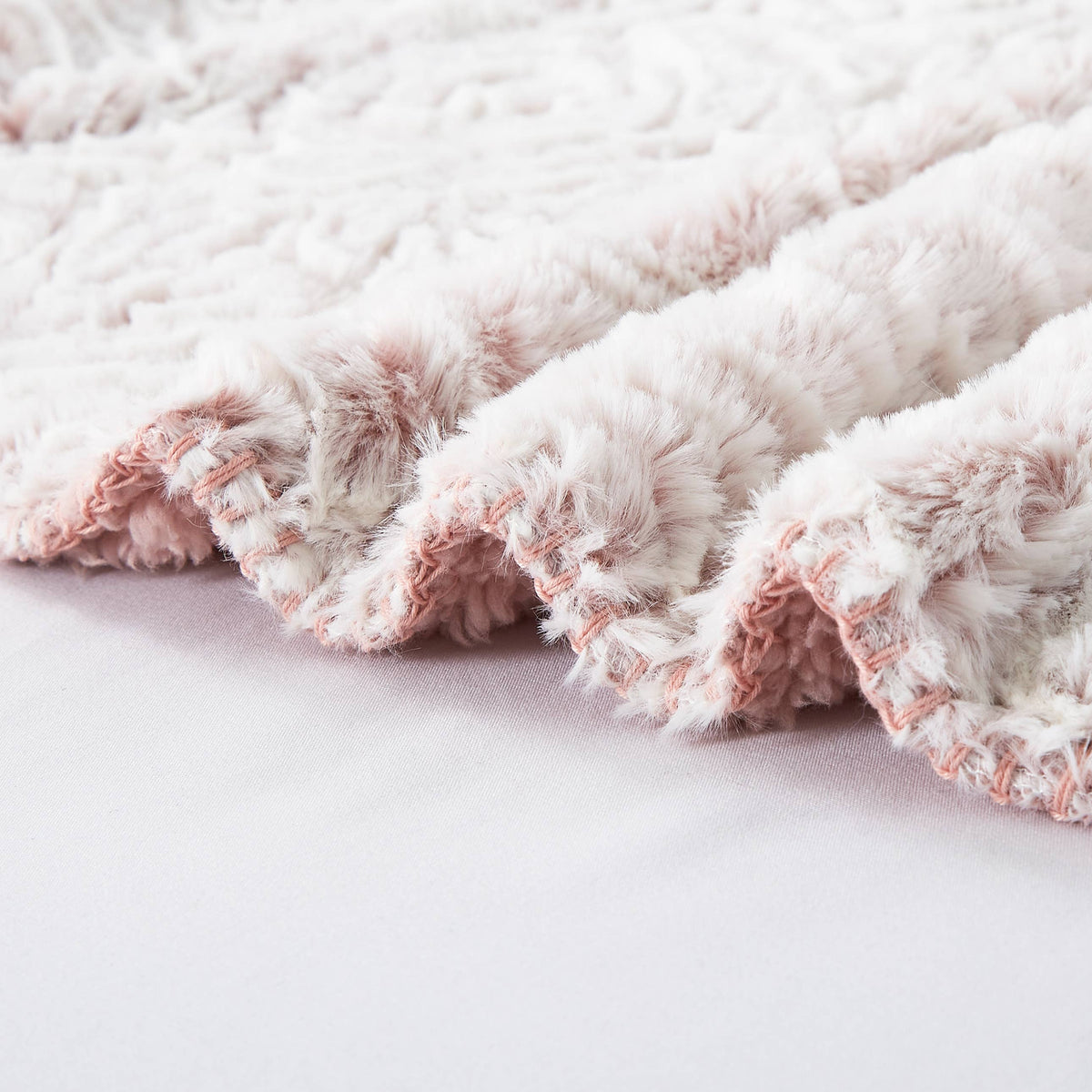 Dusty Rose Faux Fur Sherpa Throw Blanket 50" x 70"