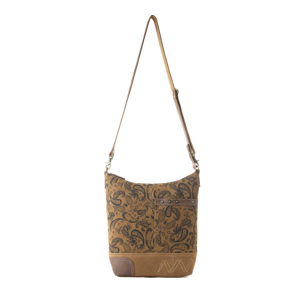 Wild Paisley Upcycled Canvas Bag - Olive