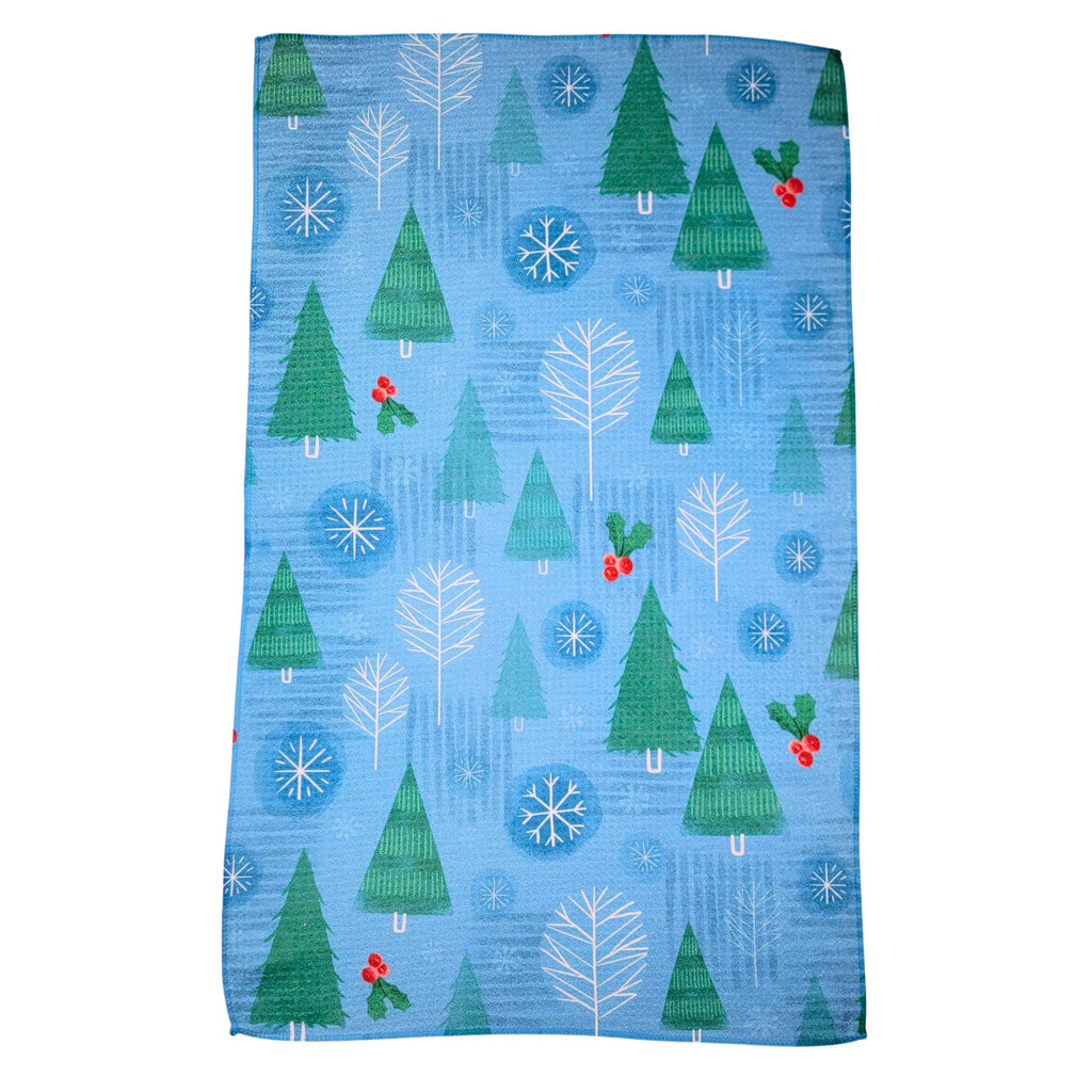 Christmas Trees in Snowfall Tea Towel