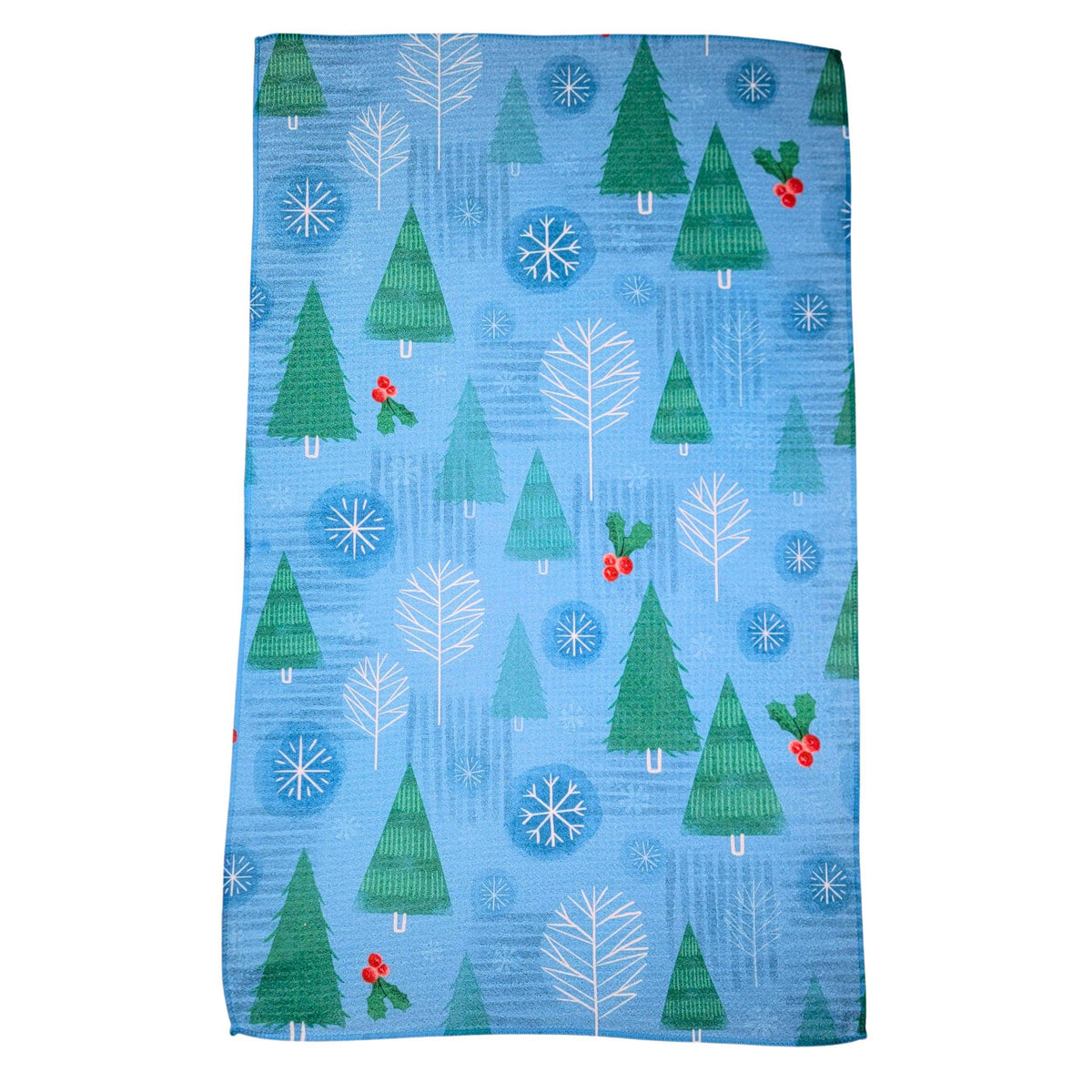 Christmas Trees in Snowfall Tea Towel