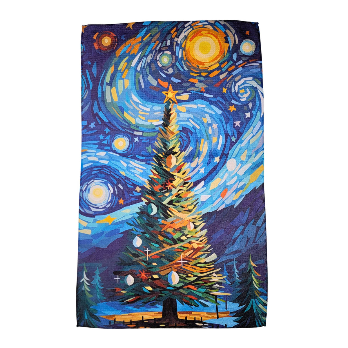 Starry Night Christmas Tree Tea Towel