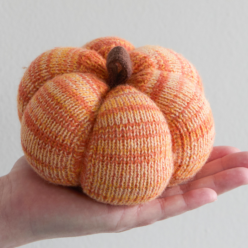 Artisan Handcrafted Cozy Pumpkins—Variegated Knit Yarn Colors
