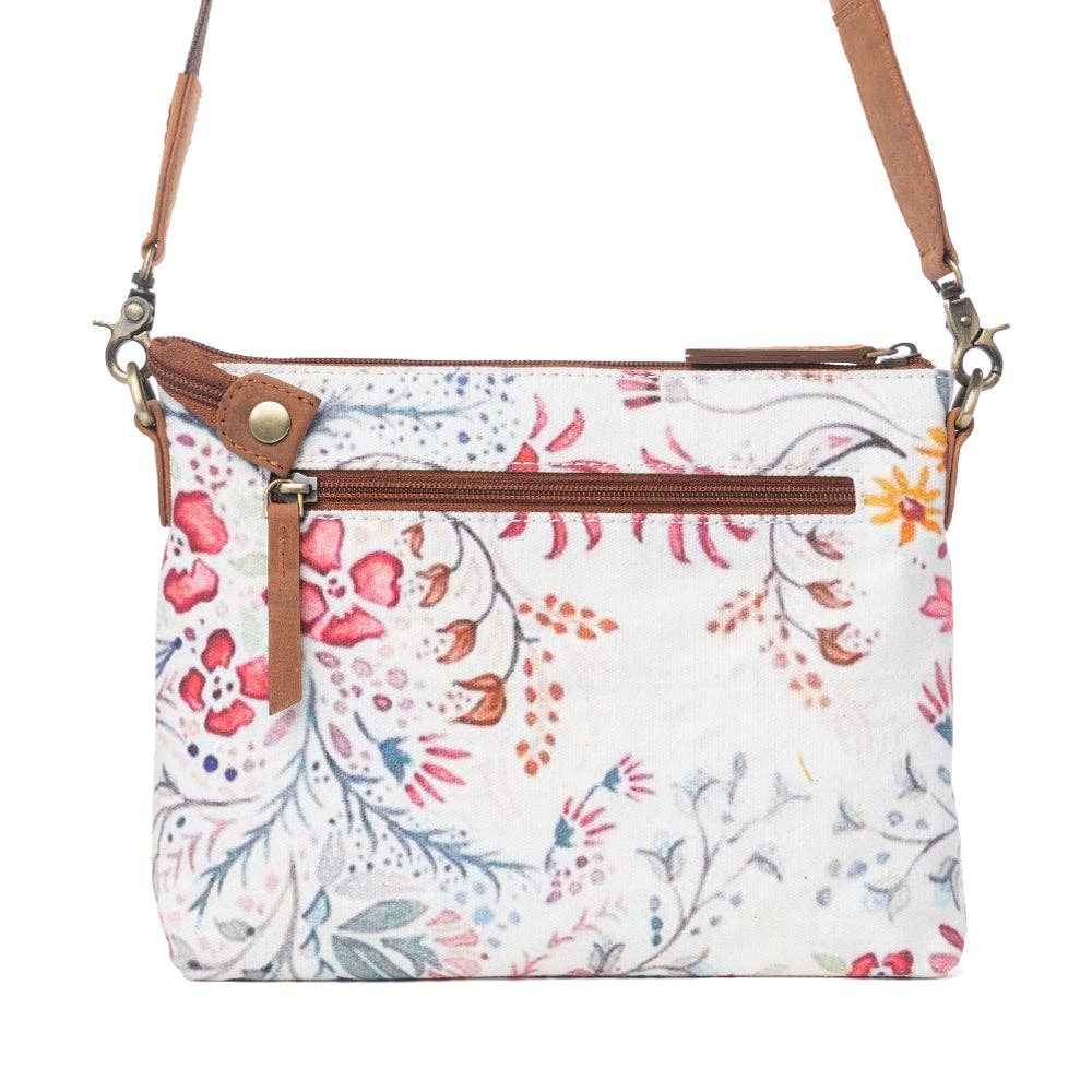 Wildflower Trail Cotton & Leather Crossbody Bag in Spring Sand