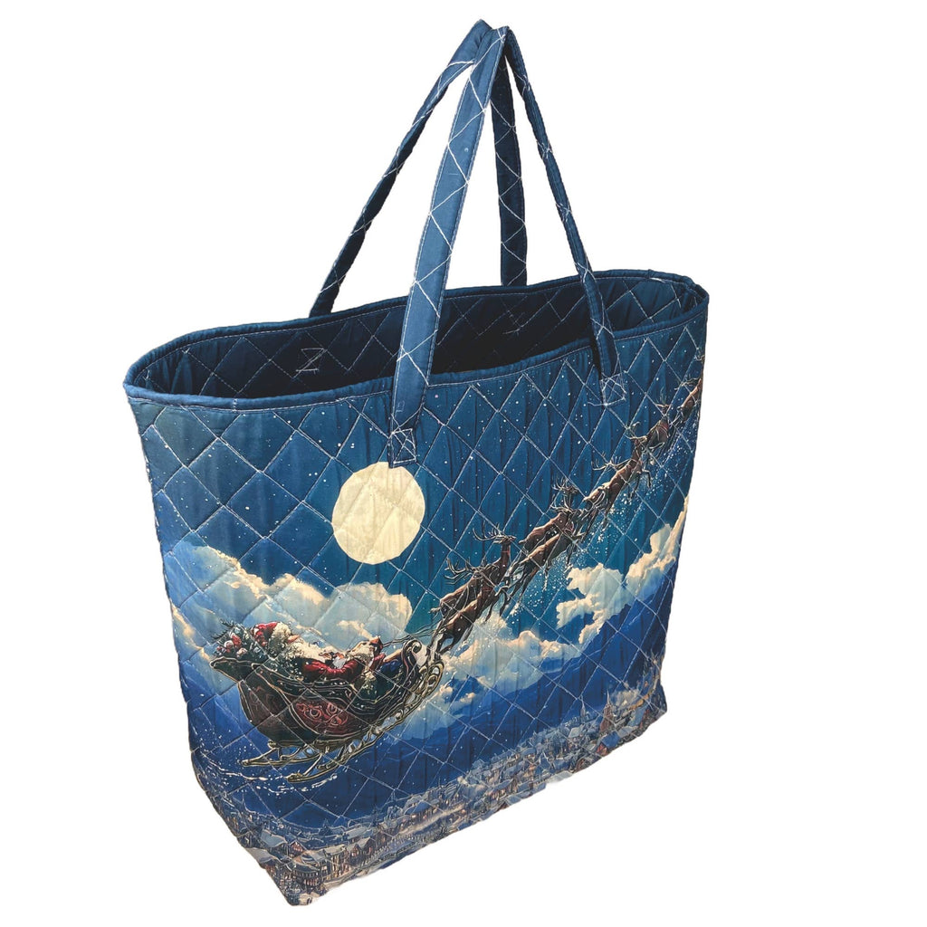 Santa's Sleigh Quilted Tote Bag
