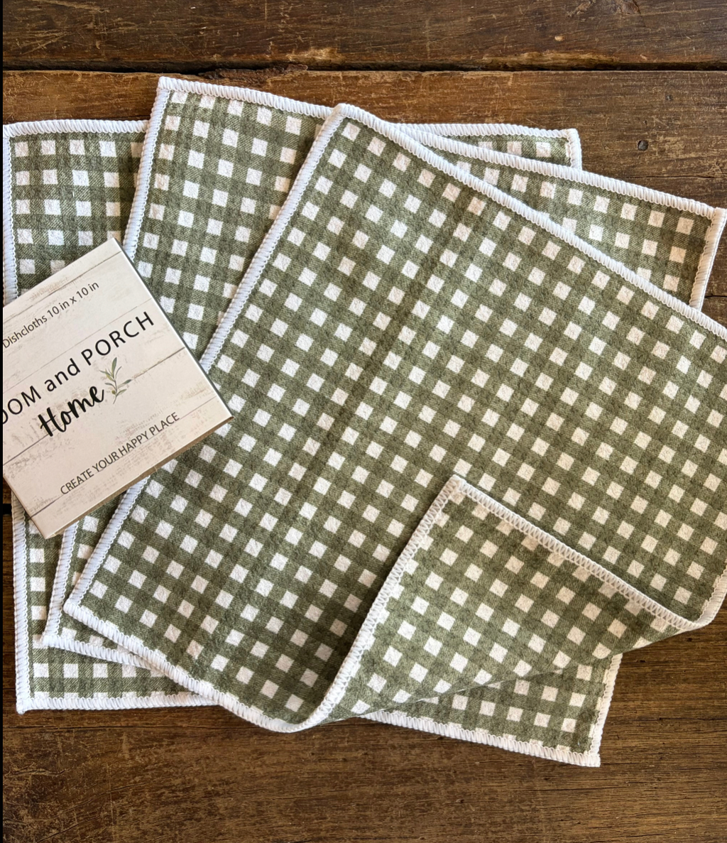 Meadow Gingham Double-Sided Dishcloth Set