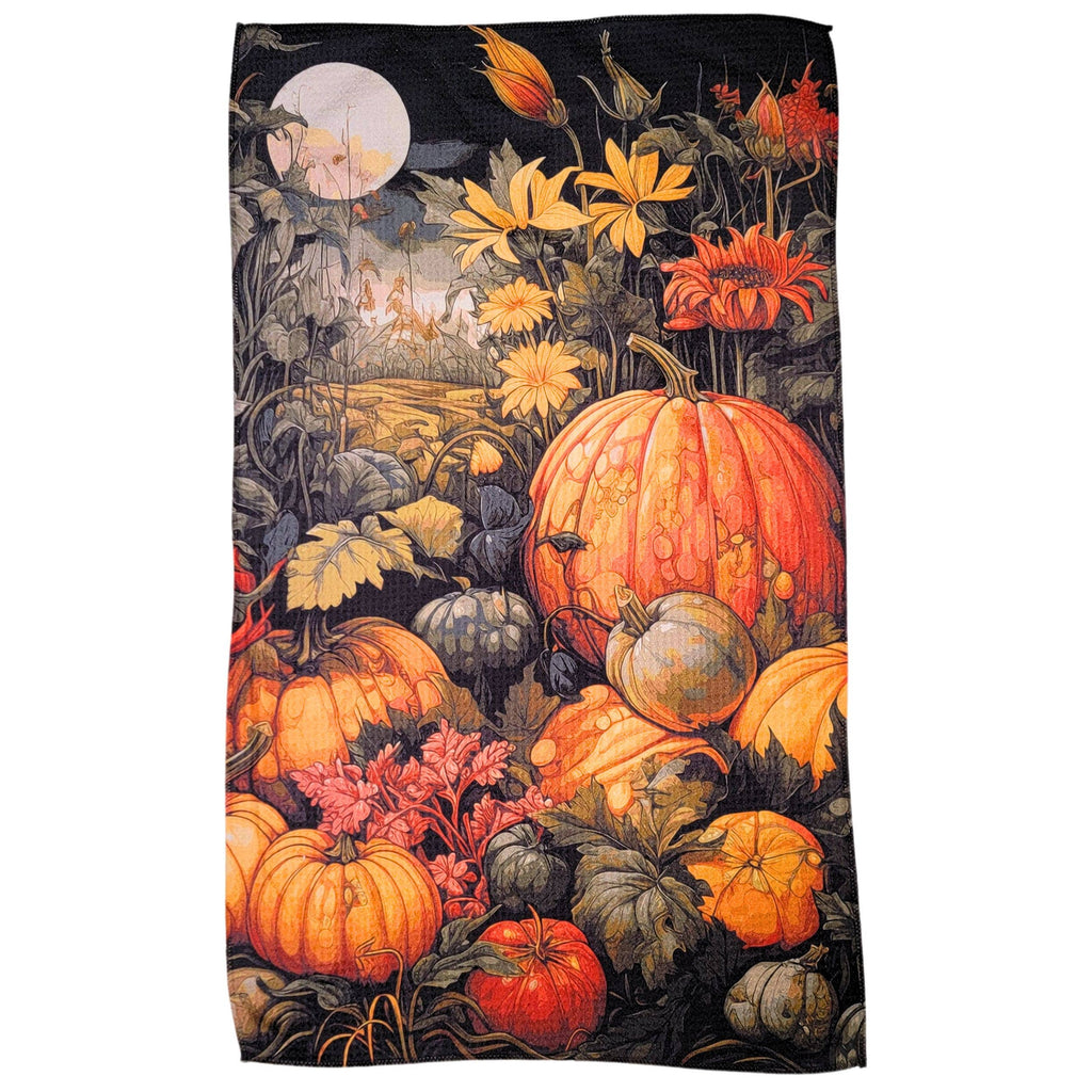 Fall Full Moon Harvest Halloween Tea Towel