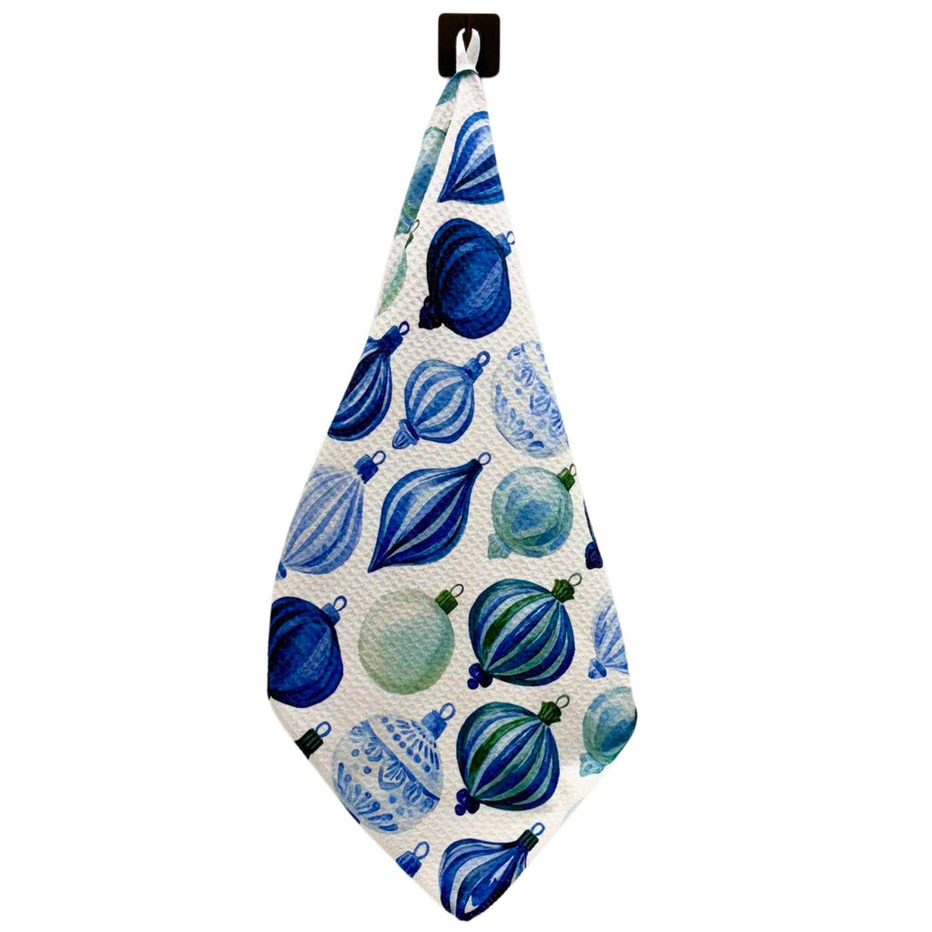 Blue Christmas Ornaments Tea Towel