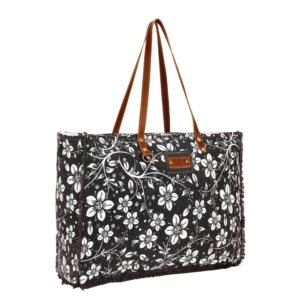 Chalky Weekender Bag - Charcoal with Floral Print