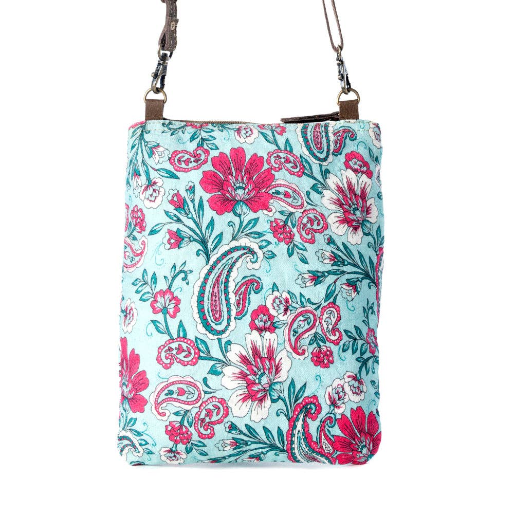 Paisley Spring Floral Crossbody Bag - Turquoise