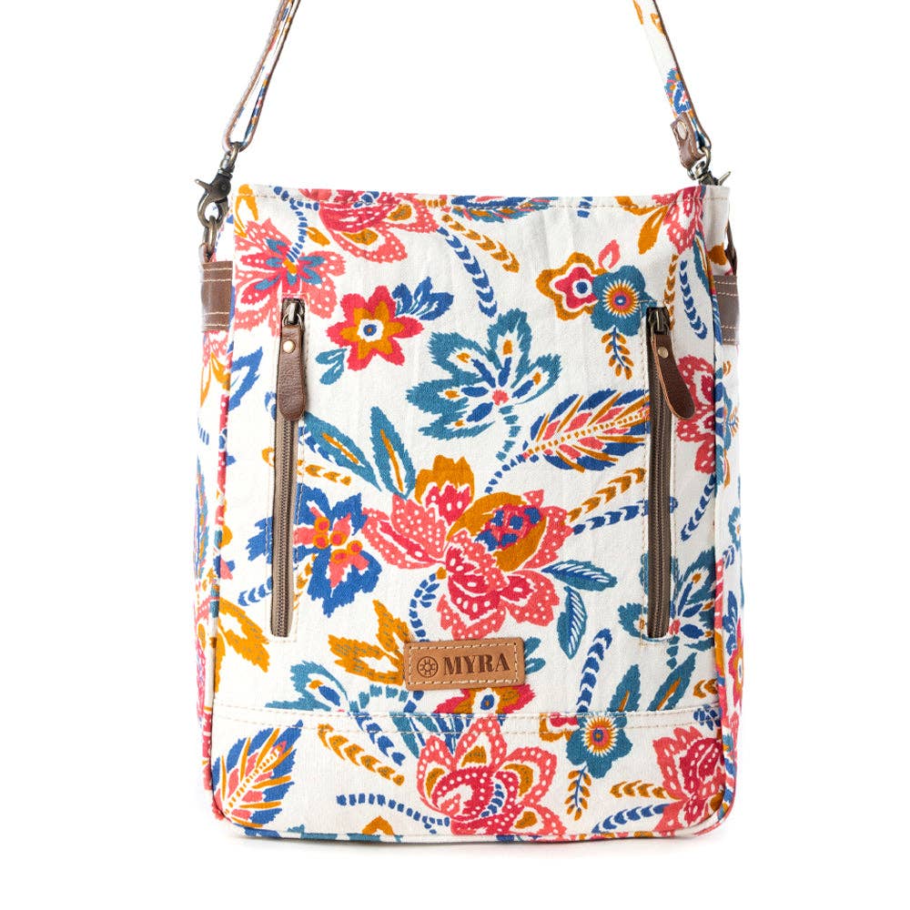 Folkflora Upcycled Canvas Bag in White