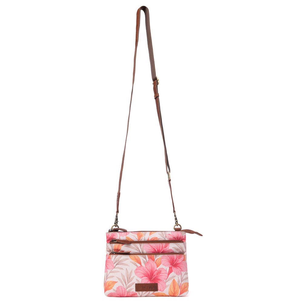 Maple Ridge Cotton & Leather Crossbody Bag in Rose Petal