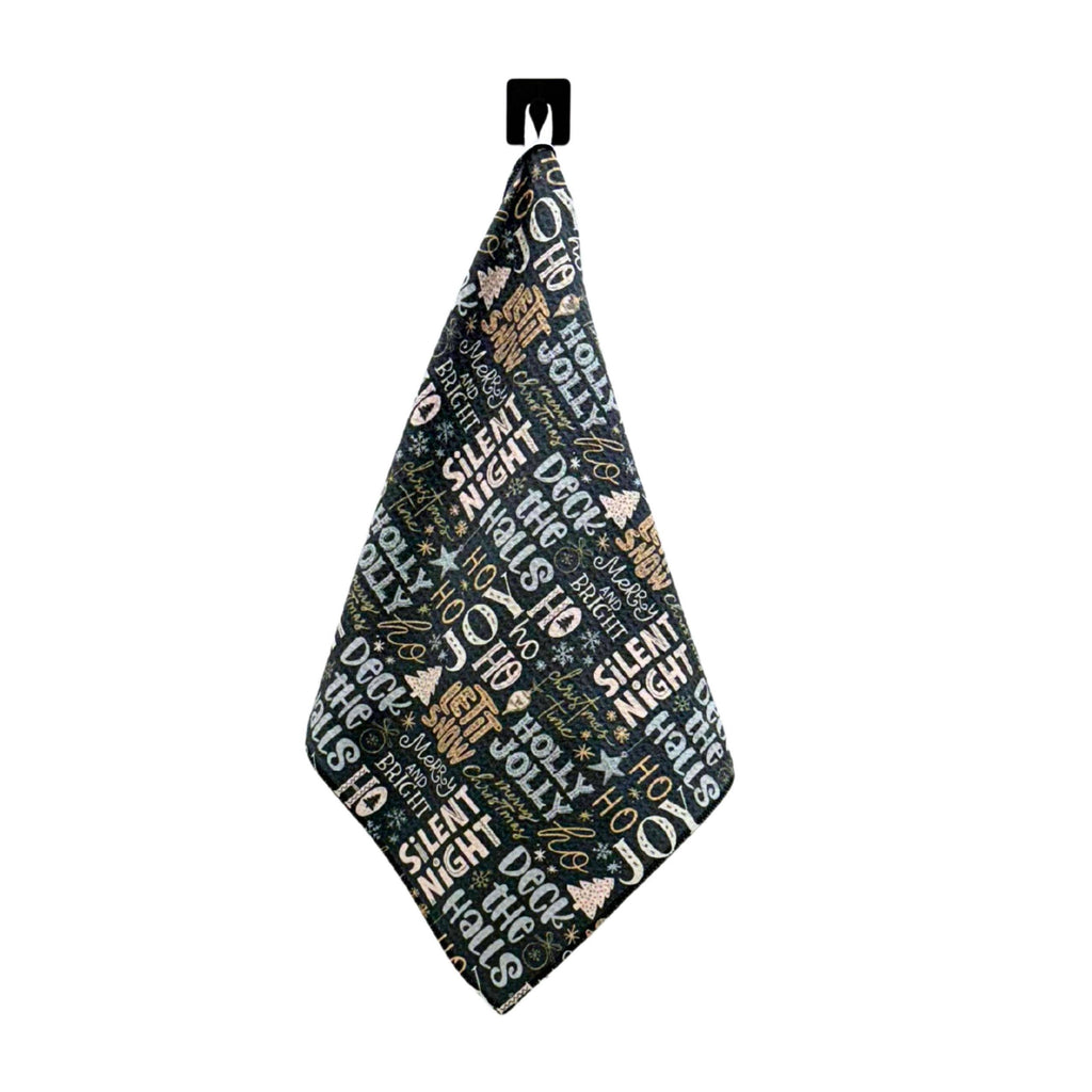 Christmas Carol Collage Holiday Tea Towel