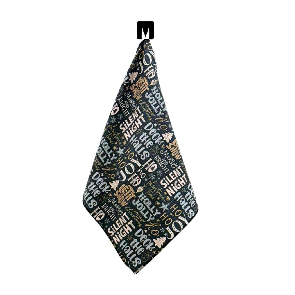 Christmas Carol Collage Holiday Tea Towel