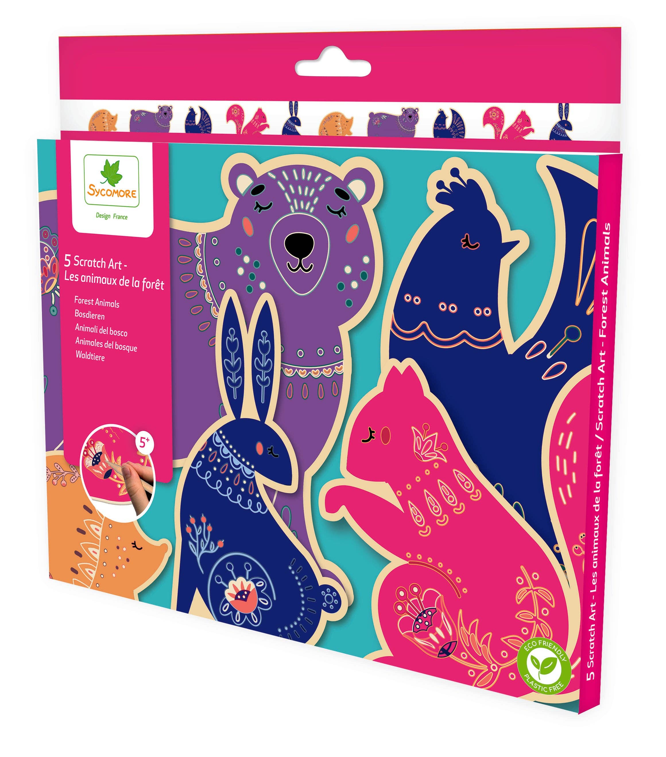 Scratch Art Wooden Animals Set
