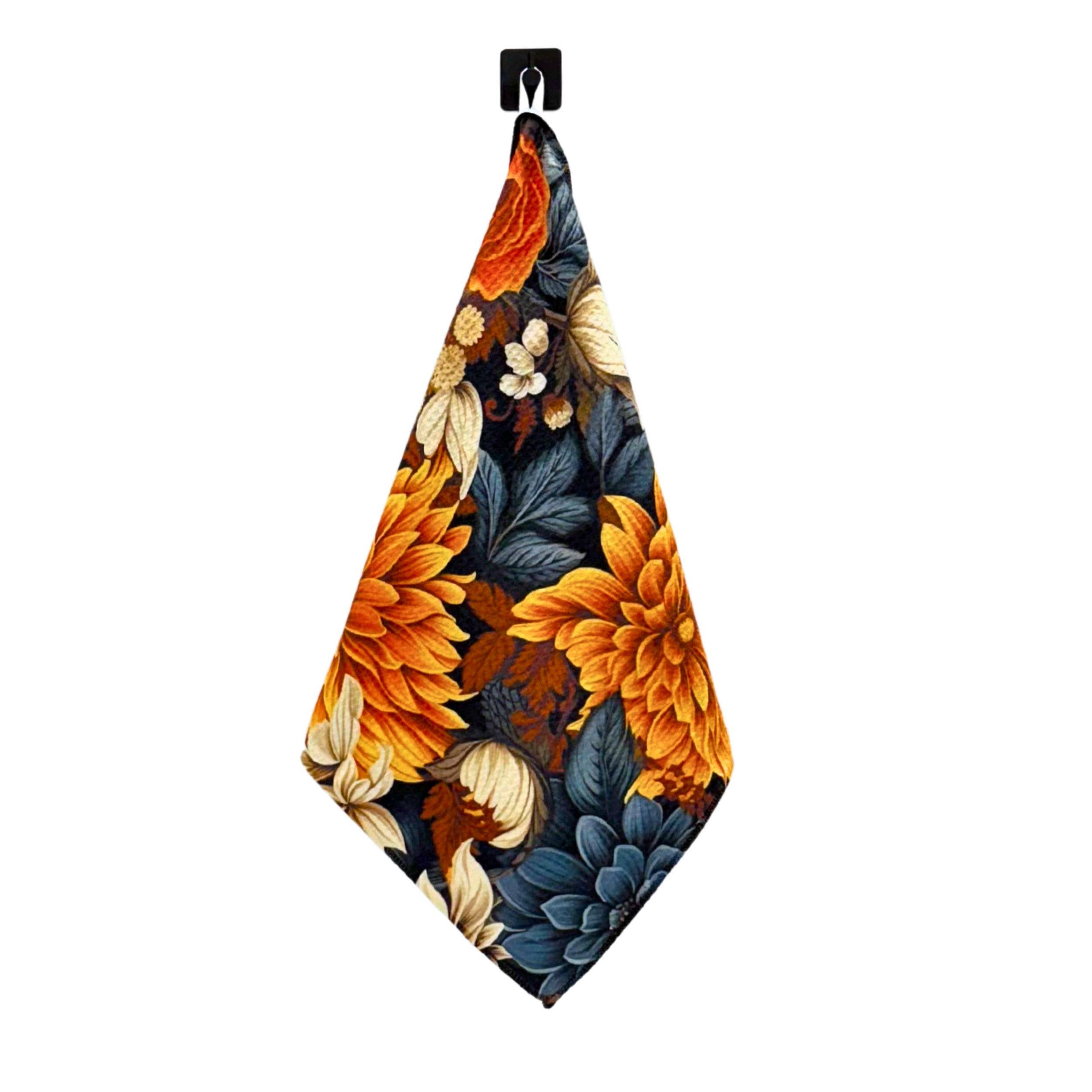 Fall Flower Blossom Kitchen Waffle Towel
