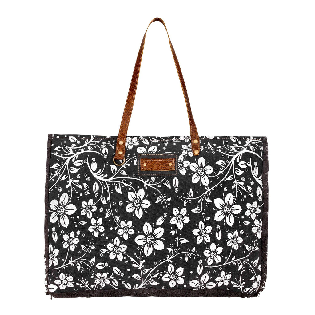 Chalky Weekender Bag - Charcoal with Floral Print