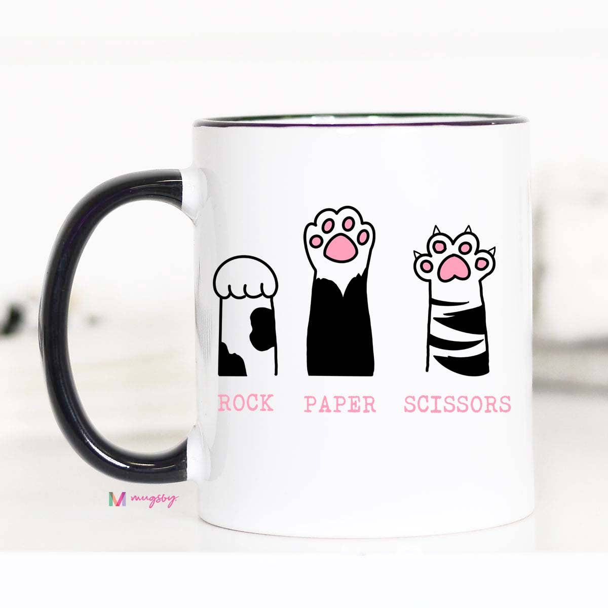 Rock Paper Scissors Cat Mug